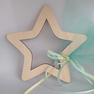 Μπομπονιέρα για Αγόρι Αστέρι Κρεμάστο κουφ.crispy.ύψος 25εκ ξύλινο 6εκ 1,90