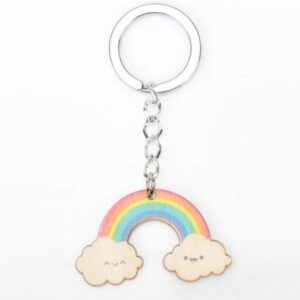 Μπομπονιέρα για Αγόρι Ουράνιο τόξο χρωματιστό Μπρελόκ δεμένο τούλι 3 κουφ.crispy 1,80