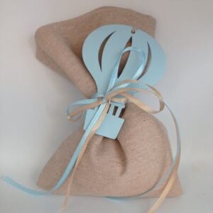 Μπομπονιέρα για Αγόρι Πουγκί βαμβακερό ξύλινο αερόστατο Διάσταση18x12 2,20