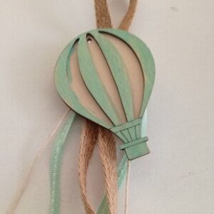 Μπομπονιέρα για Αγόρι αερόστατο πράσινο Κρεμαστό ξύλινο στοιχείο.7εκ 1,20