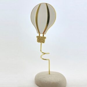 Μπομπονιέρα για Αγόρι αερόστατο χρυσό με λευκό Ύψος14εκ. 2,90