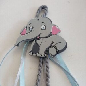 Μπομπονιέρα για Αγόρι ελεφαντάκι Κρεμαστό ξύλινο στοιχείο.7εκ 1,20