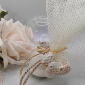 Μπομπονιέρα γάμου, Κλεψύδρα γυάλινη με 5 κουφέτα και γεύσεις χρυσό