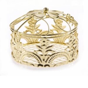 Μπομπονιέρα γάμου, Μεταλλική μπιζουτιέρα με πέντε κουφέτα αμυγδάλου